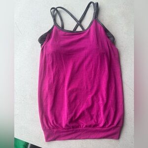 Athleta Girl Pink Strappy Tank Top with built in sports bra